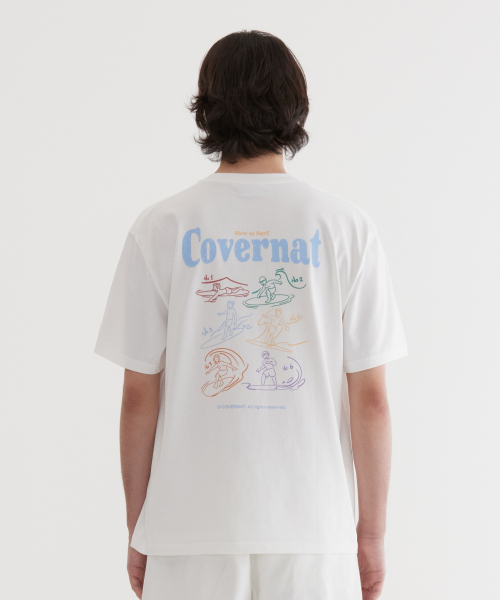 커버낫() 쿨 코튼 서핑 모션 그래픽 티셔츠 White 상품 이미지
