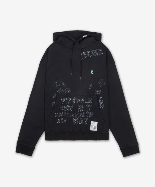 Рваное худи - Black / J14HD722BLACK