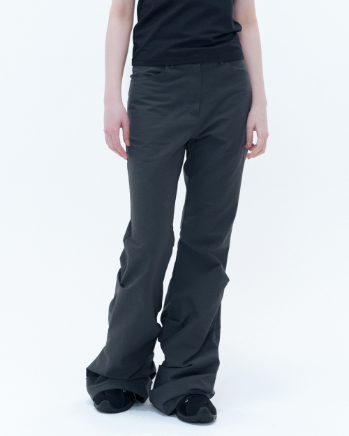 MUSINSA | MISEKI SEOUL Cotton shirring bootscut pants CHARCOAL