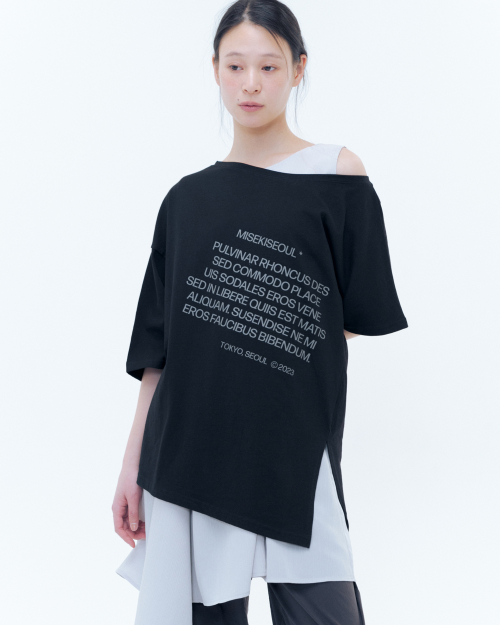 ◆MISEKI SEOUL◆ Unbalanced quote slit sleeves WHITE MSK252T 미세키서울(MISEKI SEOUL) Unbalanced quote slit sleeves WHITE