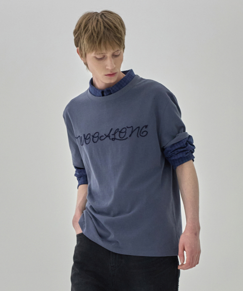 Tシャツ・カットソー WOOALONG RopeType Washed Loose Tshirt FADE NAVY WL252JST01M oversized-faded-t-shirt-faded-