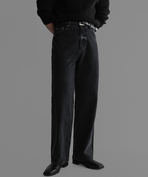 CONE DENIM BLACK WASHED SEMI-FLARE PANTS