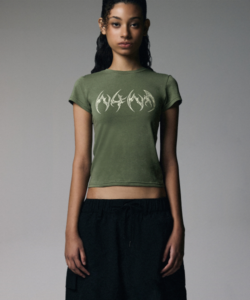 낫포너드(NOT4NERD) W N4ND Hook Logo T-Shirts - Khaki