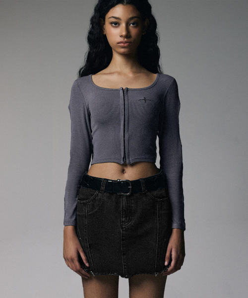 W 4 Cross Symbol Slit Hook Cardigan - Blue
