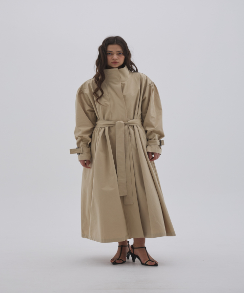 Свободный плащ с драпировкой Beige & Charcoal