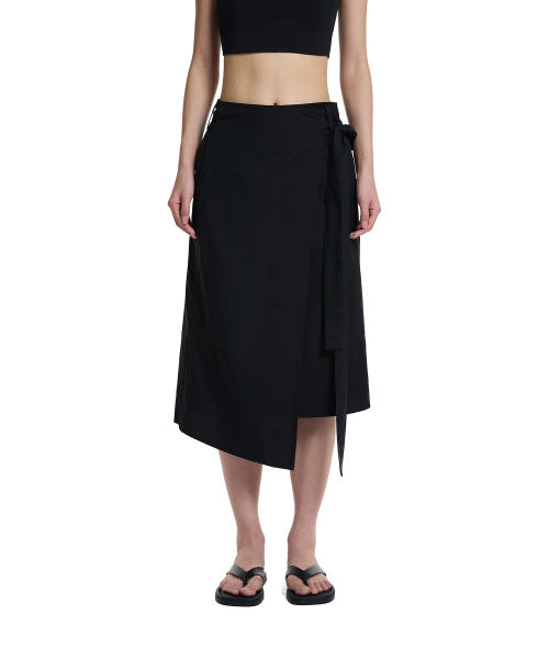 Belted Wrap Skirt_BLACK