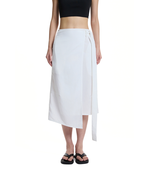 Belted Wrap Skirt_WHITE