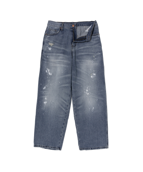 Широкие джинсы с эффектом варки (Medium Blue)