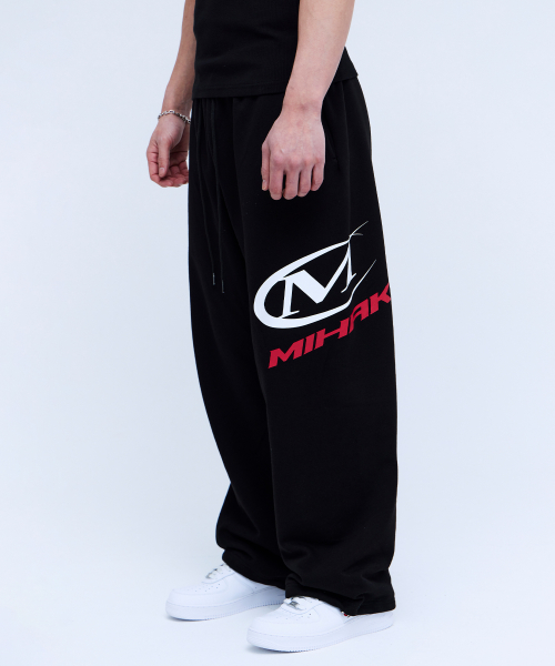 Широкие брюки с большим логотипом сбоку (BLACK)
