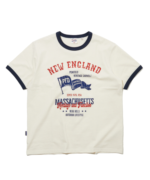 New England винтажная графическая ринговая футболка Ivory FS2KT73U