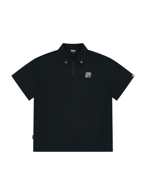 Nylon Half Zip-up Ventilation P-Shirts (BK)