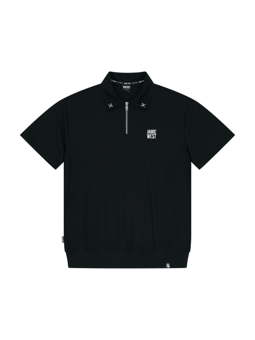 Спортивная футболка с воротником на молнии (Black)