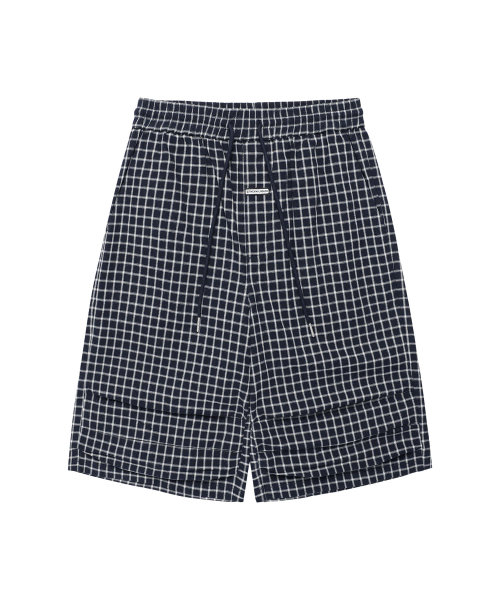 THREE-QUARTER CHECK PANTS NAVY