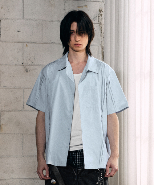CURVED SHORT SLEEVE SHIRTS BLUE