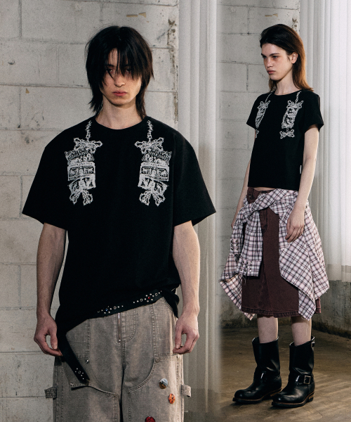 CHAIN RIBBON TEE BLACK