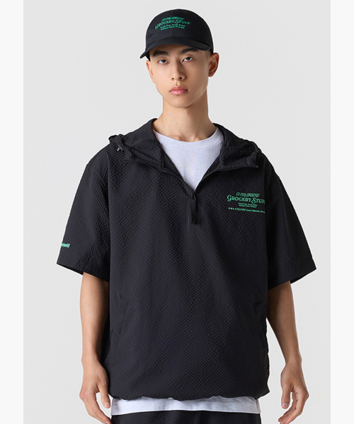 Le Coq x Grocery Stuff унисекс анорак с коротким рукавом Black (QQ223LJK45)