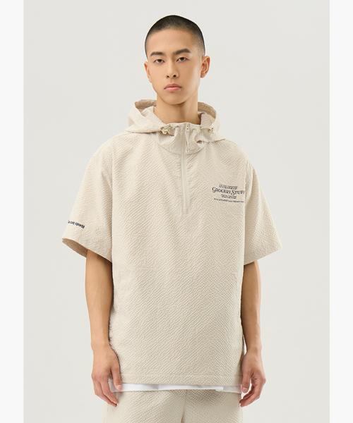 Анорак унисекс с капюшоном Le Coq X Grocery Stuff Beige (QQ223LJK45)