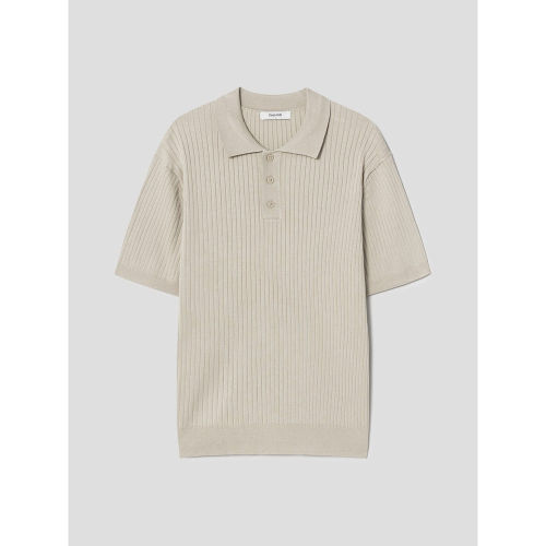 Рубчатый вязаный топ-поло с коротким рукавом Beige