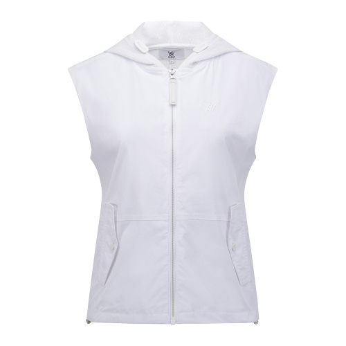 WOMEN SM HYBRID HOODY KNIT VEST_WH