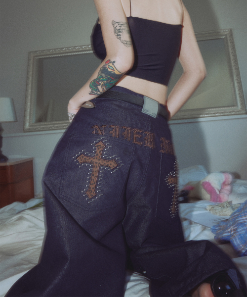 ★NIIER NOR★ BACK-CROSS DAMAGED WIDE PANTS SHOP - Bottom - NIIER NOR