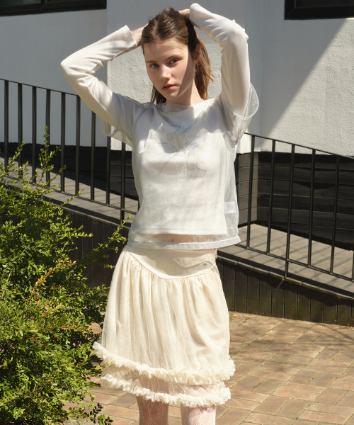 MARGARIN FINGERS ♥ ROSE MESH T-SHIRT /追跡付 25MID CAPSULE] ROSE MESH T-SHIRT (LIGHT PINK)_MARGARIN