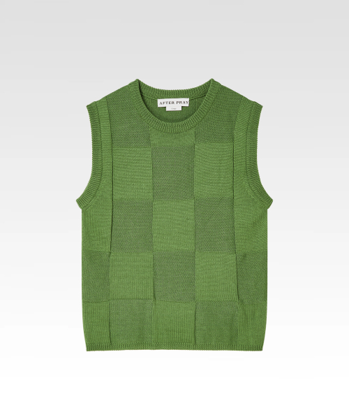 Вязаный топ без рукавов Damier Green