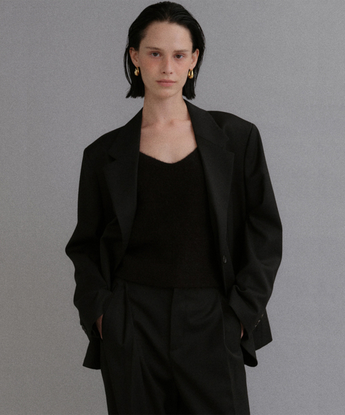 Fine wool overfit tailored jacket_black