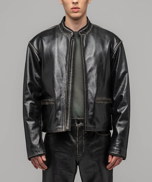 (U) Кожаная косуха Uma UMA LEATHER BIKER JACKET BLACK