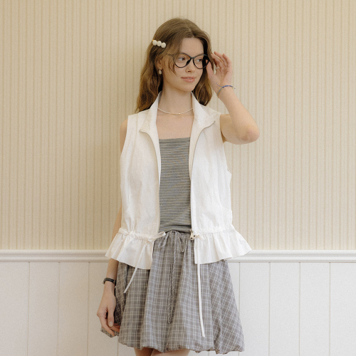 DD_Zipper sleeveless vest_WHITE