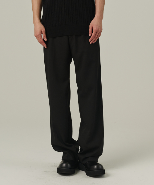 Полуширокие брюки-слаксы (Black)