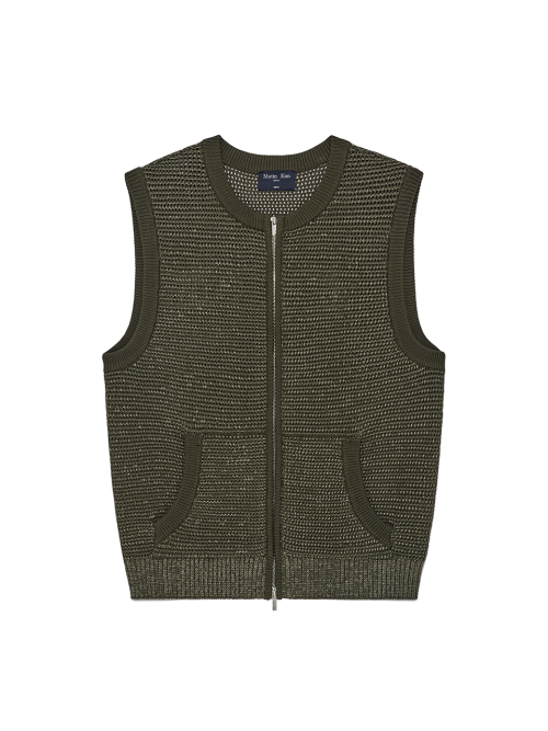 TWO TONE MESH KNIT VEST FOR MEN IN KHAKI