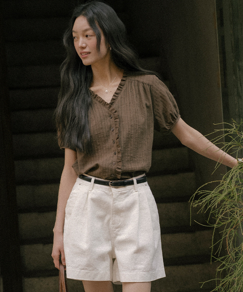 Lace frill blouse TISU01BL06_Brown
