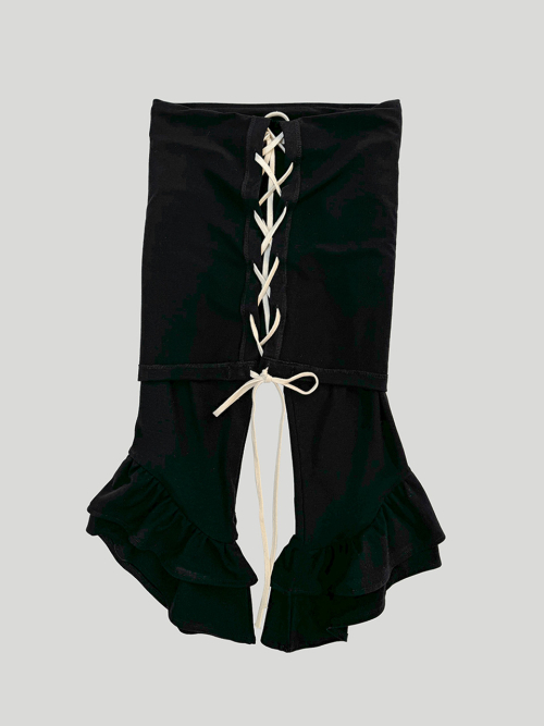 LACE-UP CONVERTIBLE JUMPSUIT: BLACK