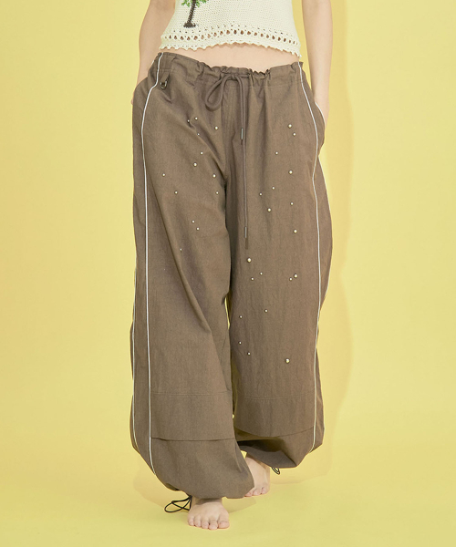 오로지() BOARDING STUD PANTS-BROWN 상품 이미지