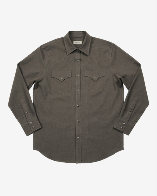 034 Linen Western Shirts (Charcoal Brown)
