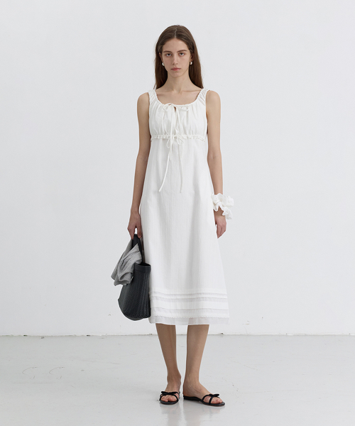 Dunst ♥ SHIRRING RIBBONED SLEEVELESS DRESS/ 追跡付 DUNST