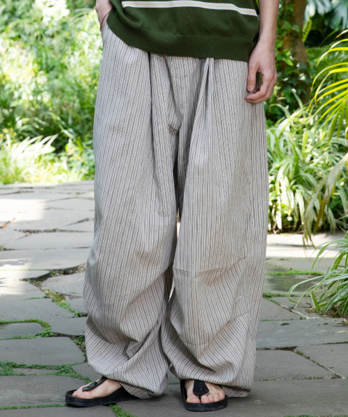 GP139 полоска лён свободный брюки (BEIGE)