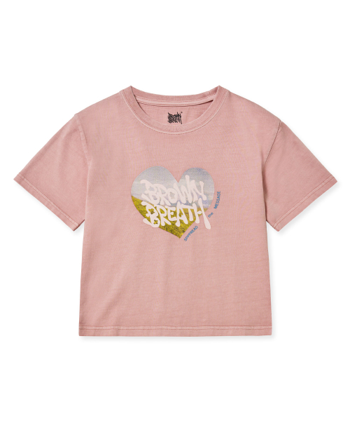 ★BROWNBREATH★ W BB HEART PIGMENT CROP TEE BEIGE 브라운브레스(BROWNBREATH) W BB HEART PIGMENT CROP TEE