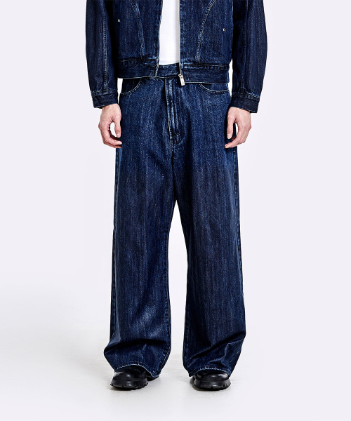 Coated Oversized denim pants - Deep blue