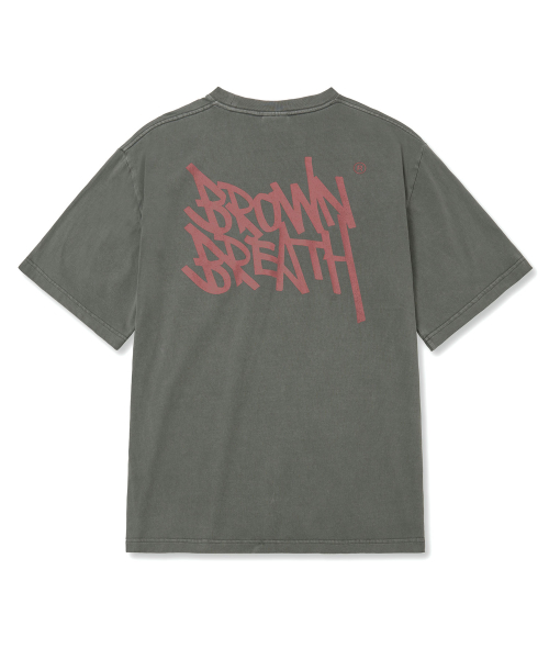 ★BROWNBREATH★ PIGMENT TAG TEE CHARCOAL 브라운브레스(BROWNBREATH) PIGMENT TAG TEE - CHARCOAL
