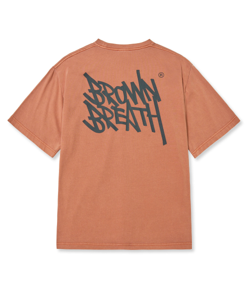 브라운브레스(BROWNBREATH) PIGMENT TAG TEE - ORANGE - 사이즈
