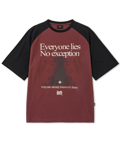 ★BROWNBREATH★ EVERYONE LIES RAGLAN TEE BURGUNDY 브라운브레스(BROWNBREATH) EVERYONE LIES RAGLAN TEE