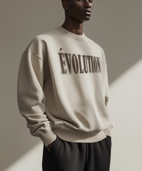 [ S~3XL ] EVOLUTION оверсайз толстовка (G-бежевый)