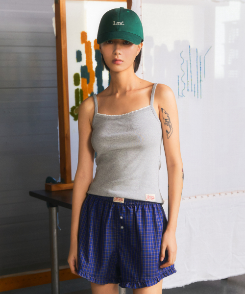 WM LACE BASIC SLEEVELESS TOP heather gray
