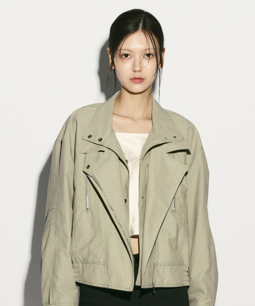 BIKER COTTON-BLEND JACKET OLIVE