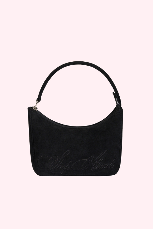 어텐즈(ATTENDS) Attends suede top handle bag (Black