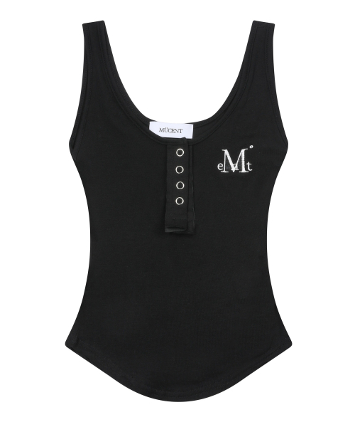 Haring signature logo snap button u-neck sleeveless (5Color)