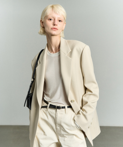 SINGLE-BREASTED OVERSIZED JACKET BEIGE
