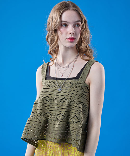 콜릿() 크롭 뷔스티에 보헤미안 캉캉 이너 나시 [KHAKI] 상품 이미지