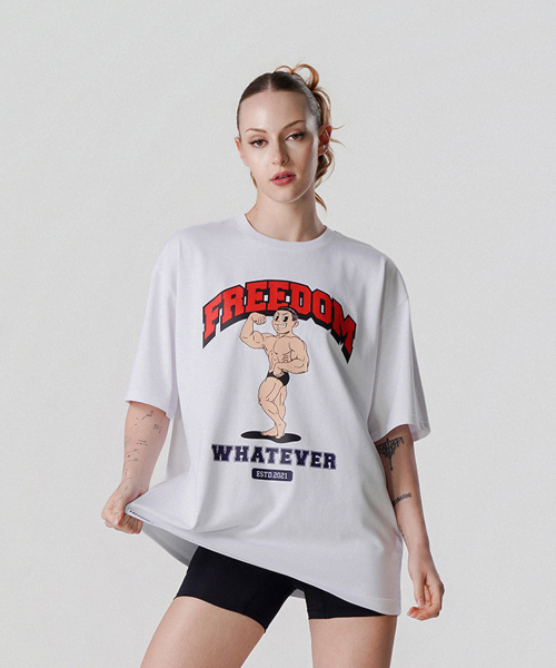 Side Chest Man Printing T-Shirts (White)